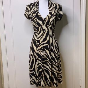 V-neck drape animal print dress